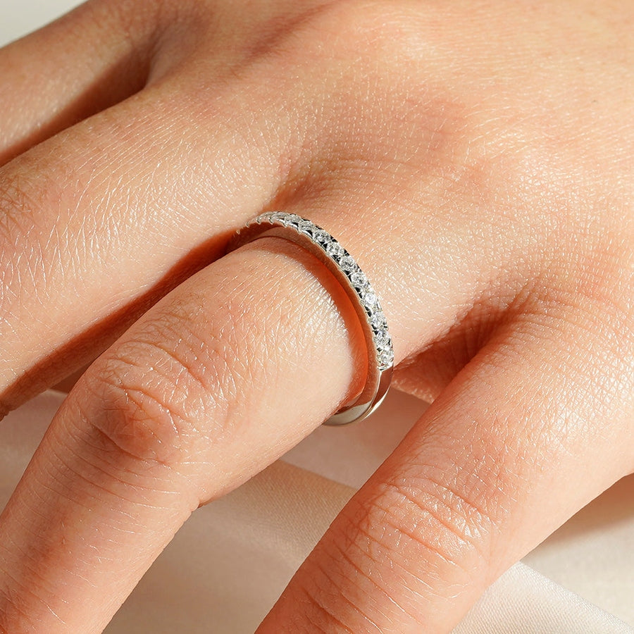 Classic French Pave Moissanite Wedding Band