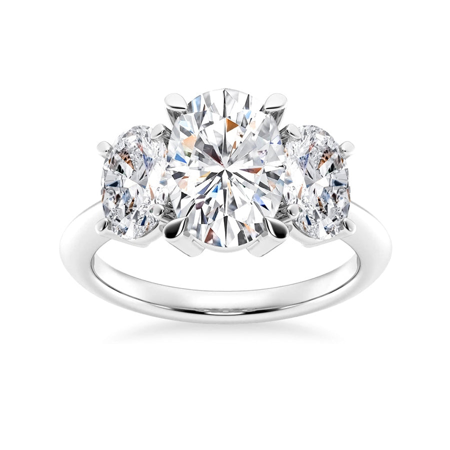 Classic Oval Cut Three Stone Moissanite Engagement Ring