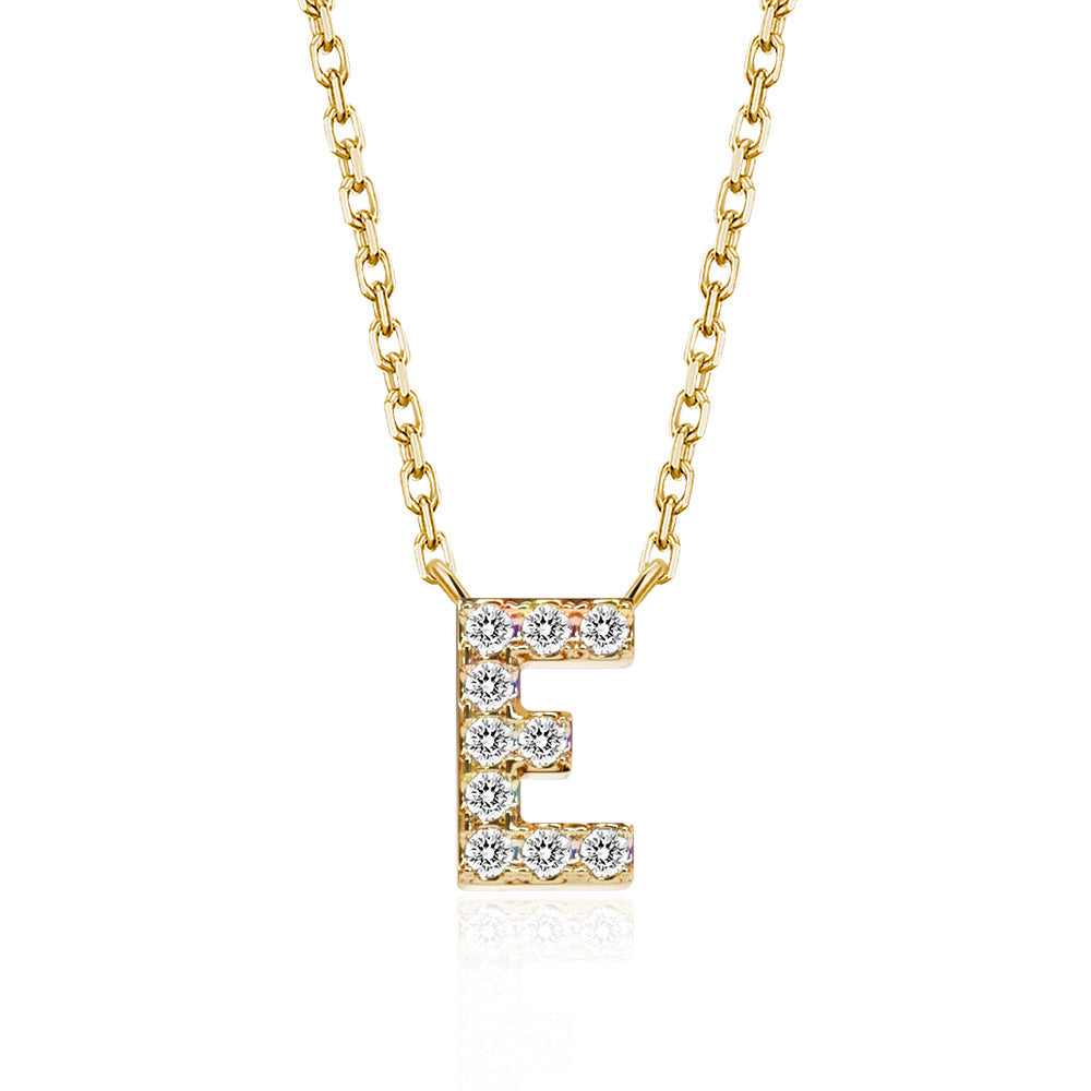 Classic Pavé Initial E Pendant Necklace