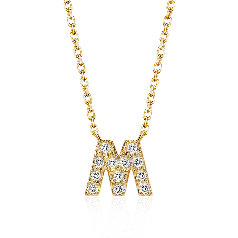 Classic Pavé Initial M Pendant Necklace