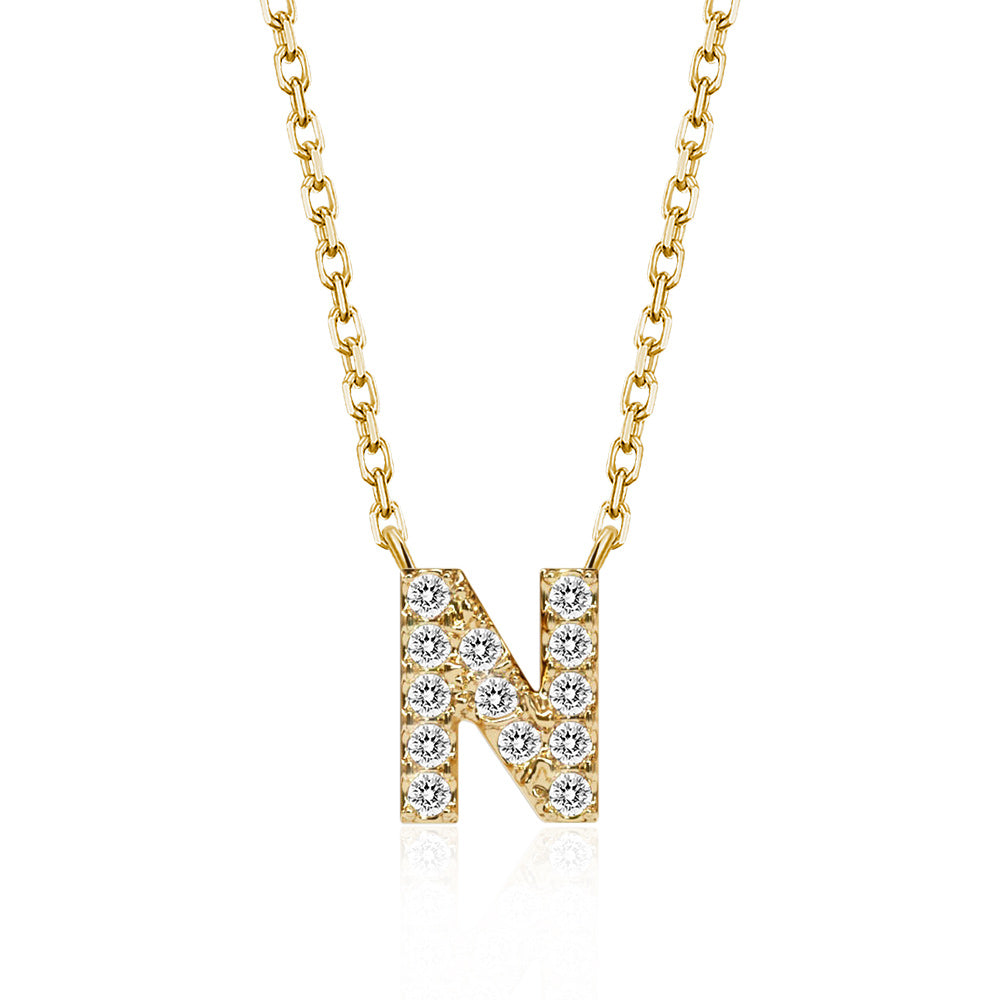 Classic Pavé Initial N Pendant Necklace