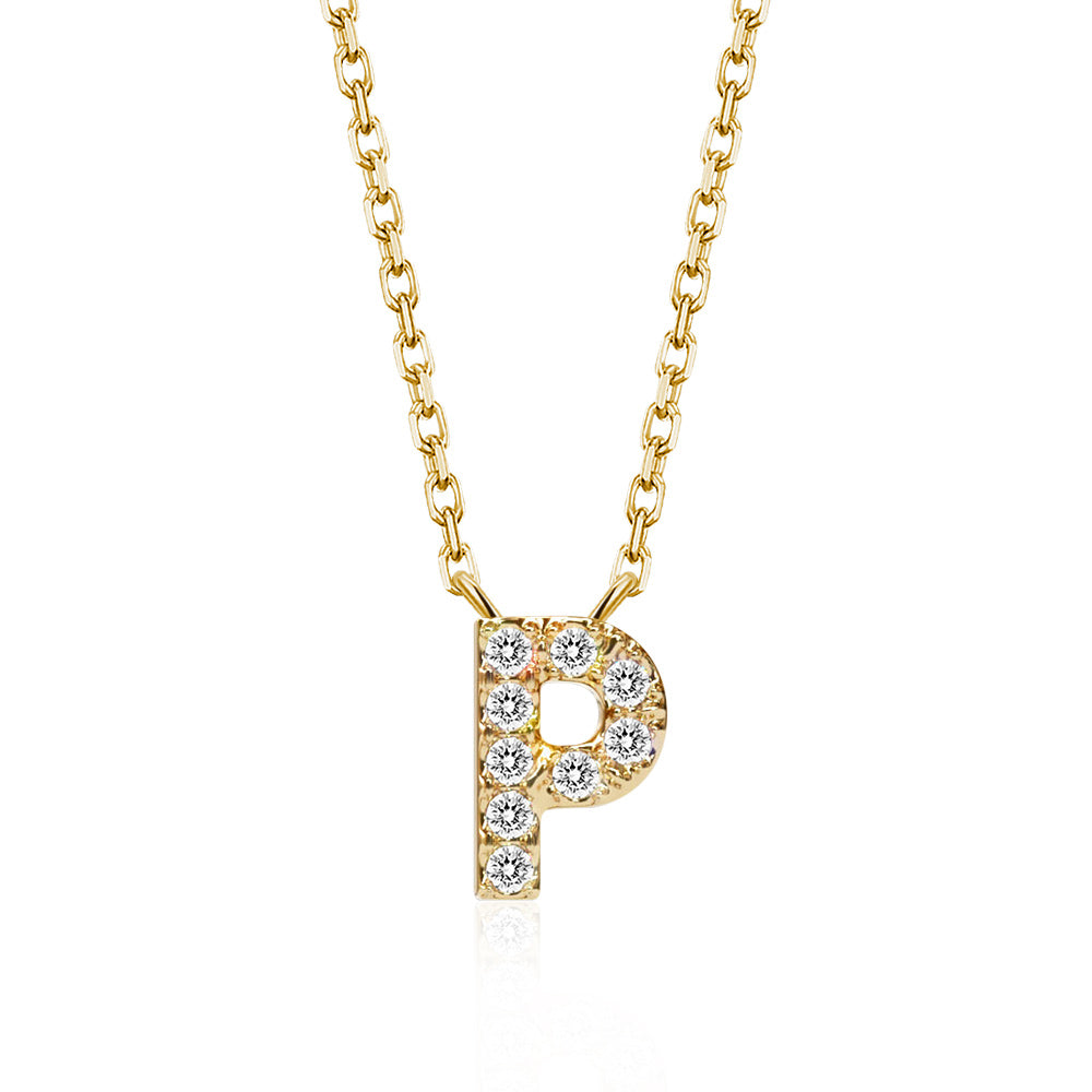 Classic Pavé Initial P Pendant Necklace