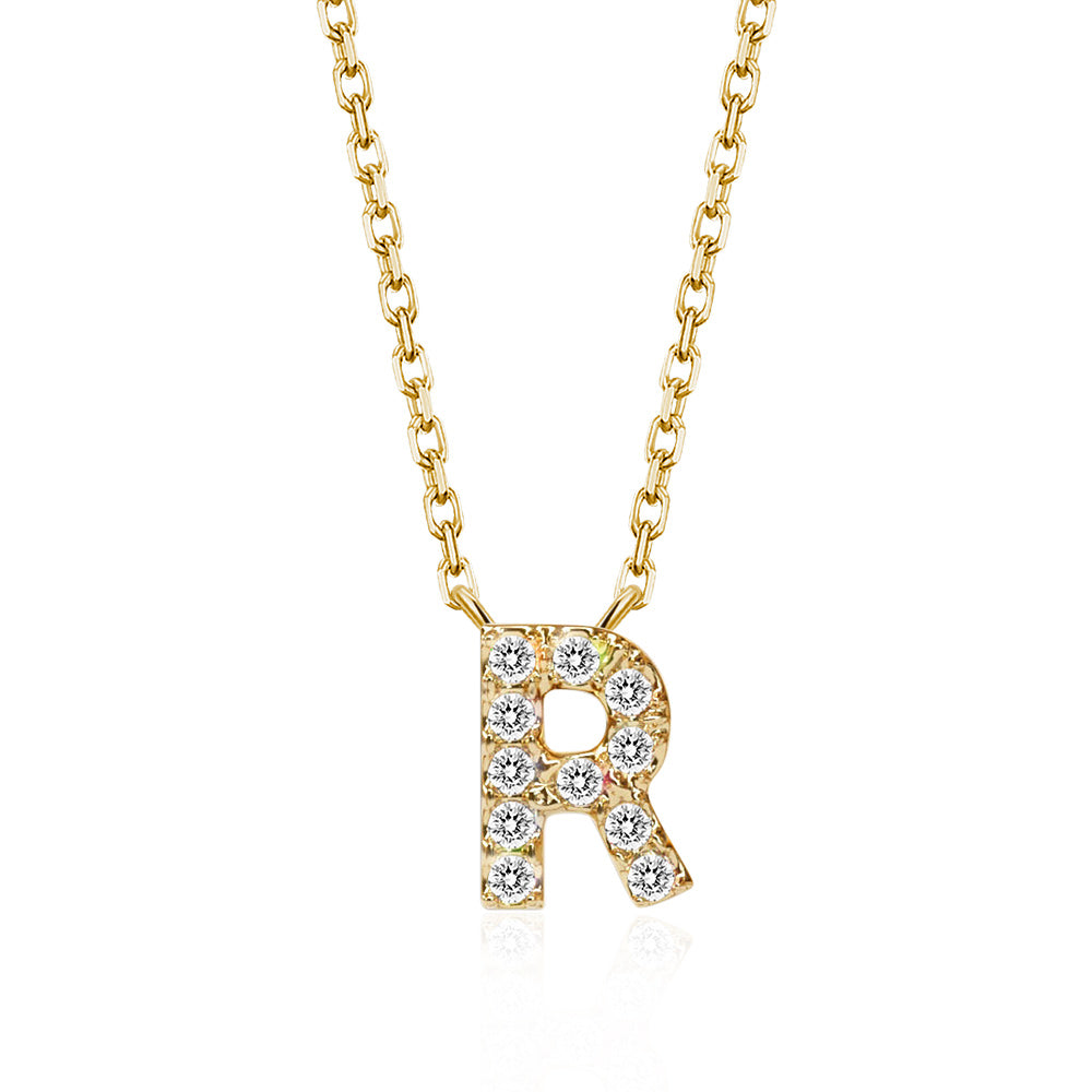 Classic Pavé Initial R Pendant Necklace