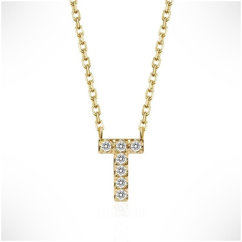 Classic Pavé Initial T Pendant Necklace