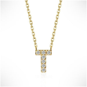 Classic Pavé Initial T Pendant Necklace