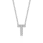 Classic Pavé Initial T Pendant Necklace