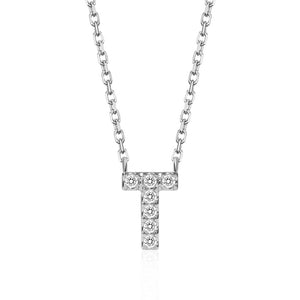 Classic Pavé Initial T Pendant Necklace