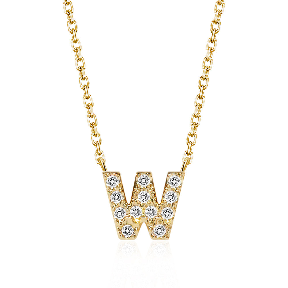 Classic Pavé Initial W Pendant Necklace