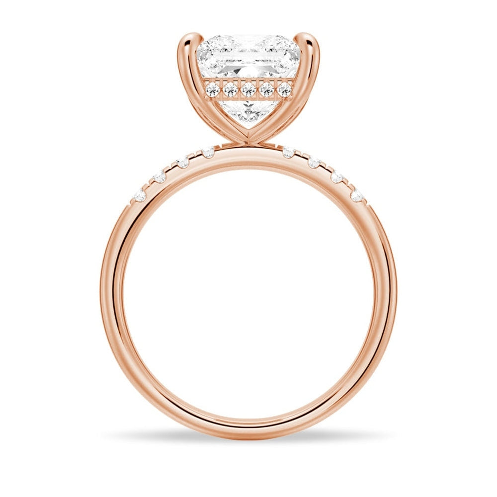 Classic Princess Cut Engagement Ring With Hidden Halo