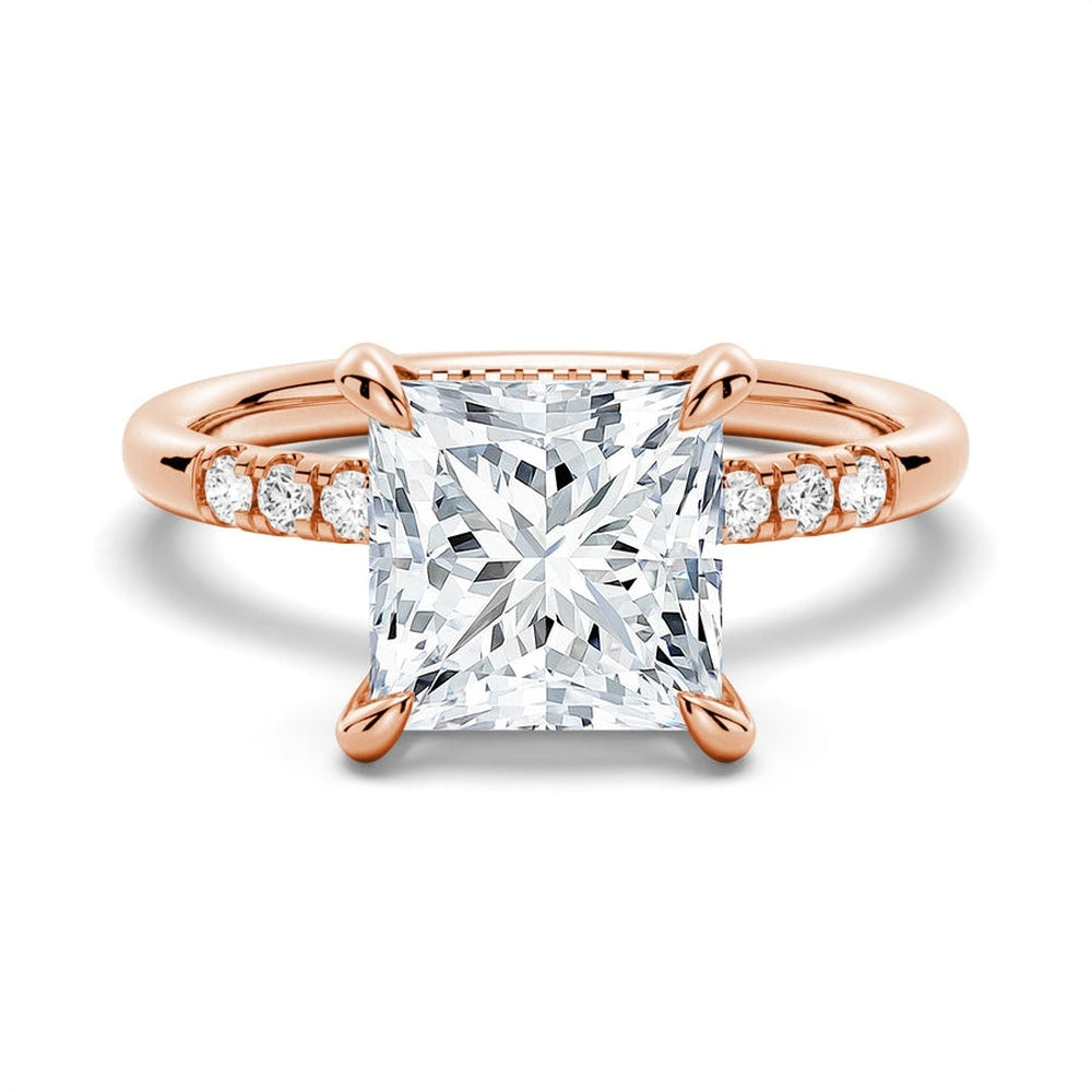 Classic Princess Cut Engagement Ring With Hidden Halo