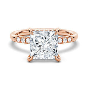 Classic Princess Cut Engagement Ring With Hidden Halo