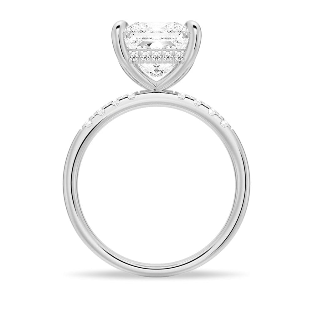 Classic Princess Cut Lab Grown Diamond Engagement Ring With Hidden Halo