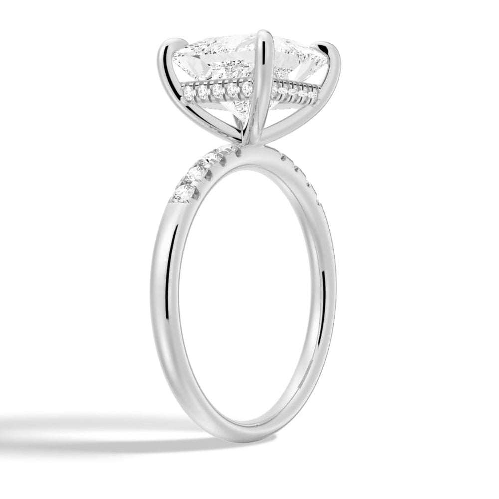 Classic Princess Cut Lab Grown Diamond Engagement Ring With Hidden Halo