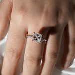 Classic Princess Cut Lab Grown Diamond Engagement Ring With Hidden Halo