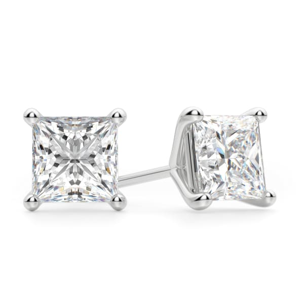 Classic Princess Shaped Moissanite Stud Earrings - 1 CT.