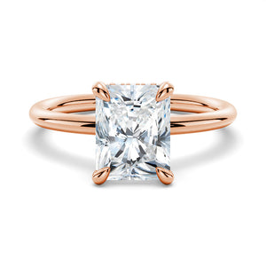 Classic Radiant Cut Moissanite Engagement Ring with Hidden Halo