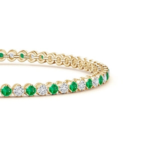 Classic Round Emerald and White Sapphire Tennis Bracelet