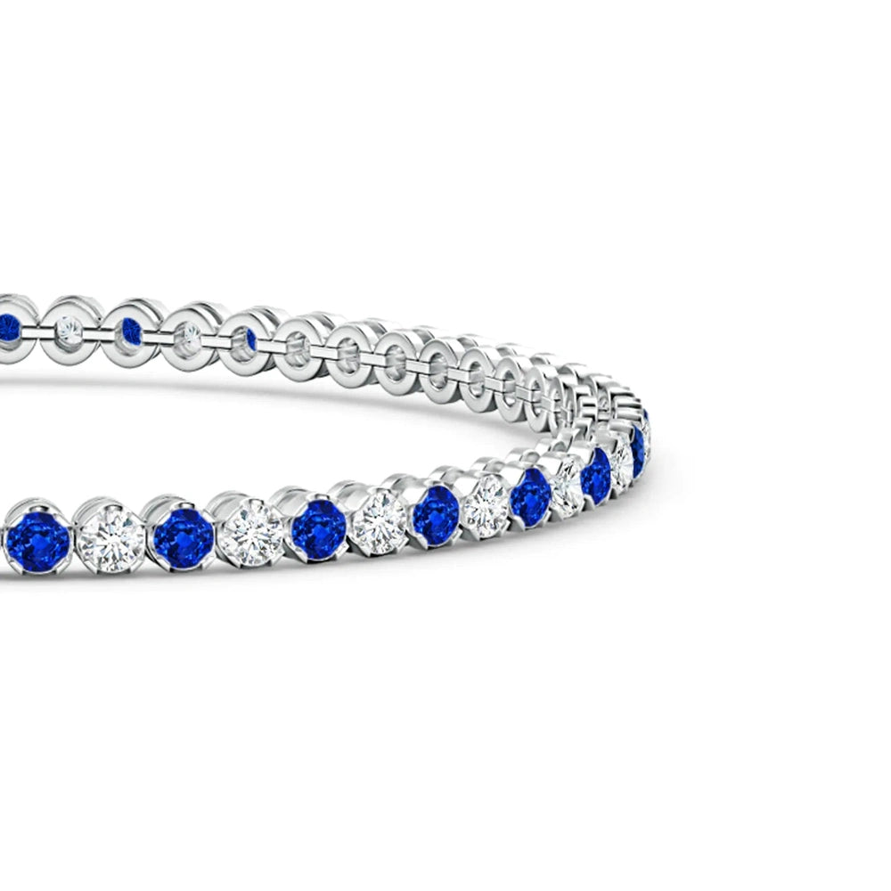 Classic Sapphire and Brilliant Moissanite Tennis Bracelet