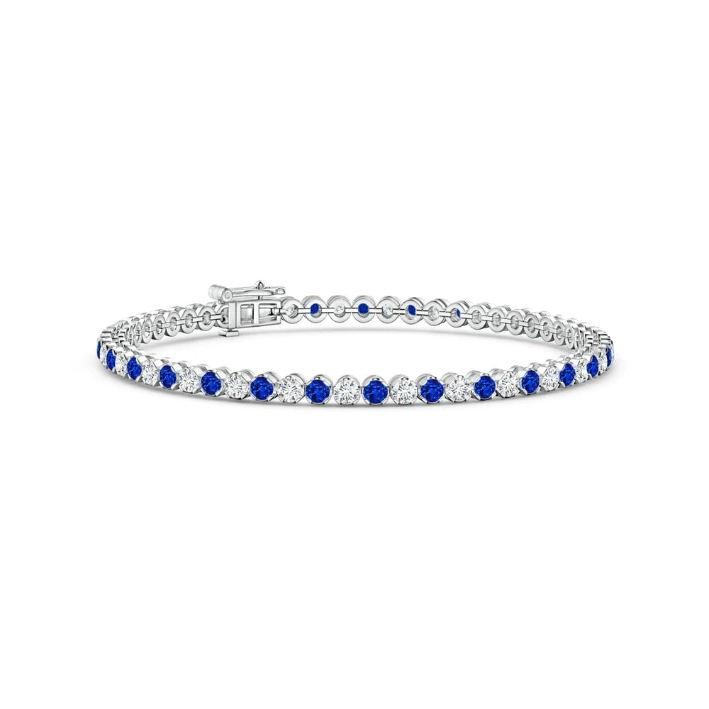 Classic Sapphire and Brilliant Moissanite Tennis Bracelet