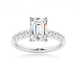 Classic Shared-Prong Emerald Cut Moissanite Engagement Ring