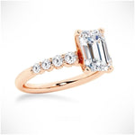 Classic Shared-Prong Emerald Cut Moissanite Engagement Ring