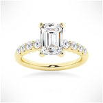 Classic Shared-Prong Emerald Cut Moissanite Engagement Ring