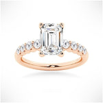 Classic Shared-Prong Emerald Cut Moissanite Engagement Ring