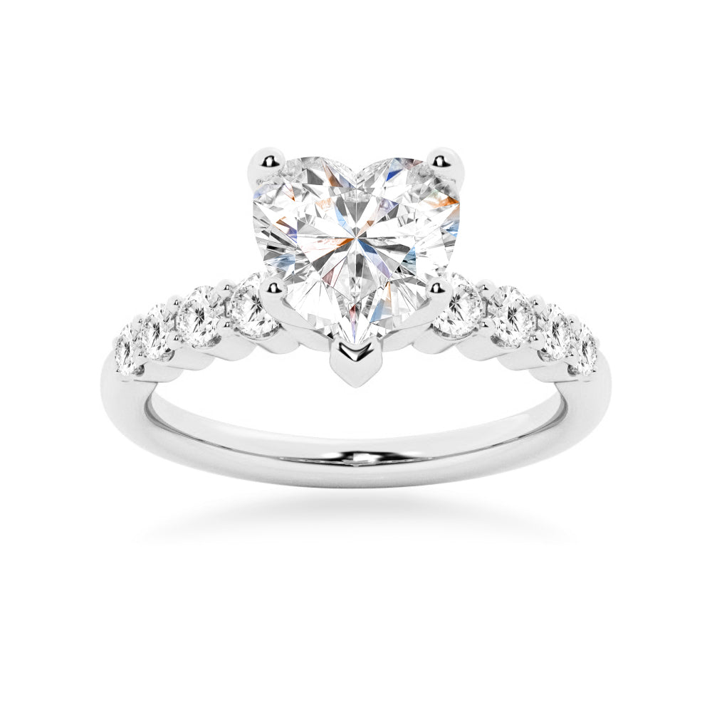 Classic Shared-Prong Heart Moissanite Engagement Ring