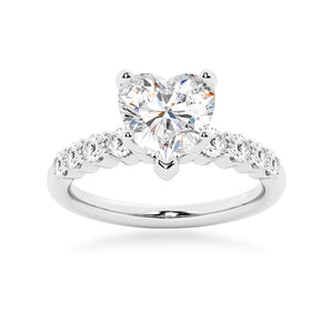 Classic Shared-Prong Heart Moissanite Engagement Ring