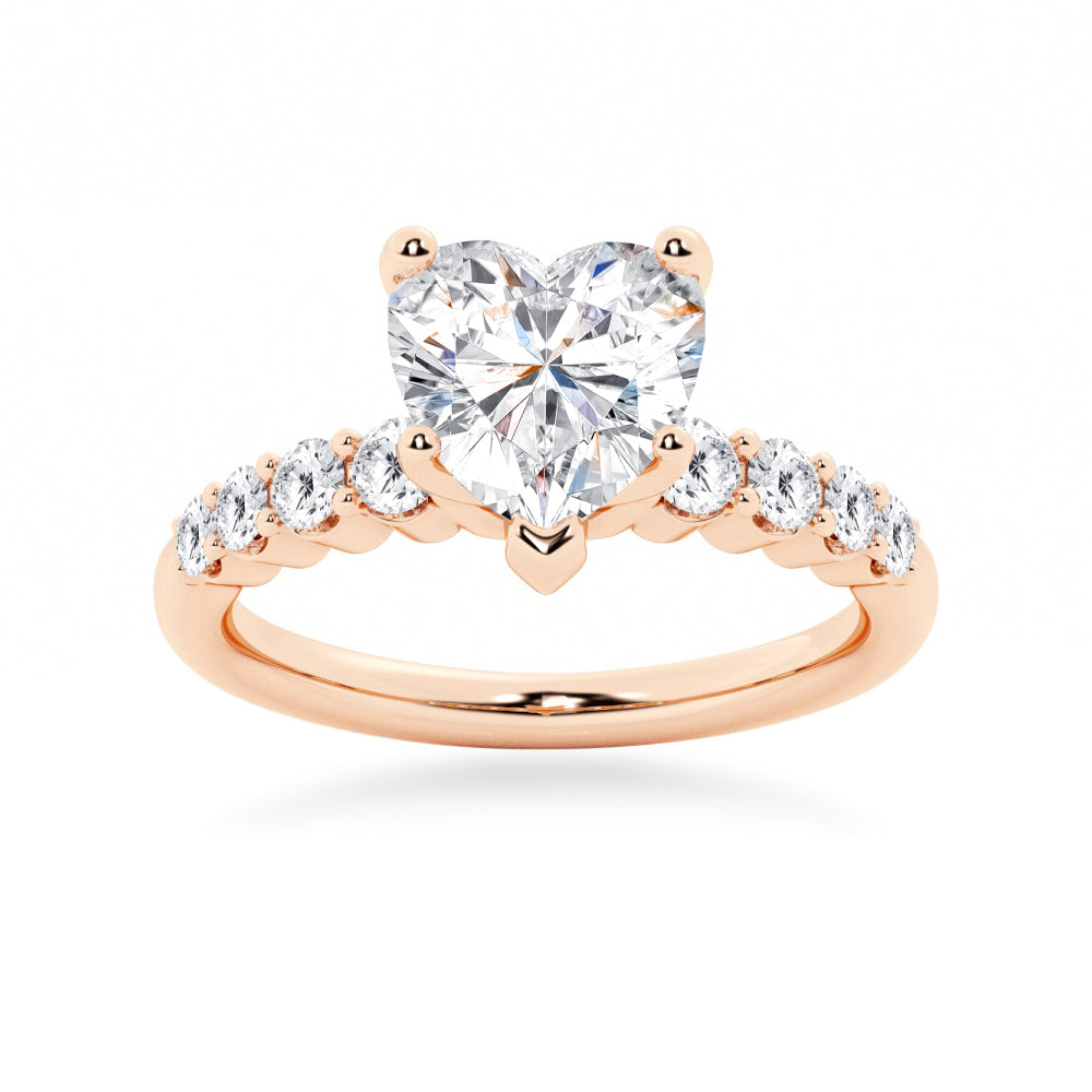 Classic Shared-Prong Heart Moissanite Engagement Ring