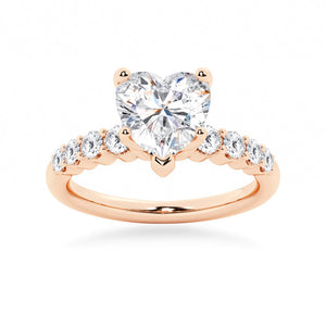 Classic Shared-Prong Heart Moissanite Engagement Ring