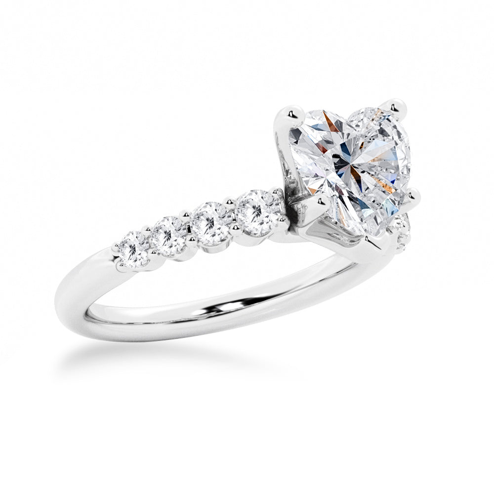 Classic Shared-Prong Heart Moissanite Engagement Ring