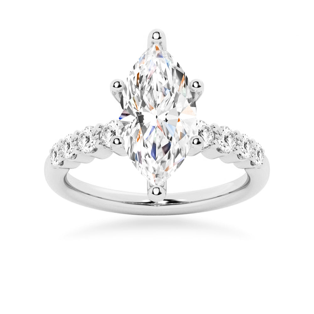 Classic Shared-Prong Marquise Moissanite Engagement Ring