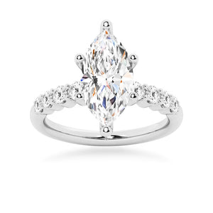 Classic Shared-Prong Marquise Moissanite Engagement Ring