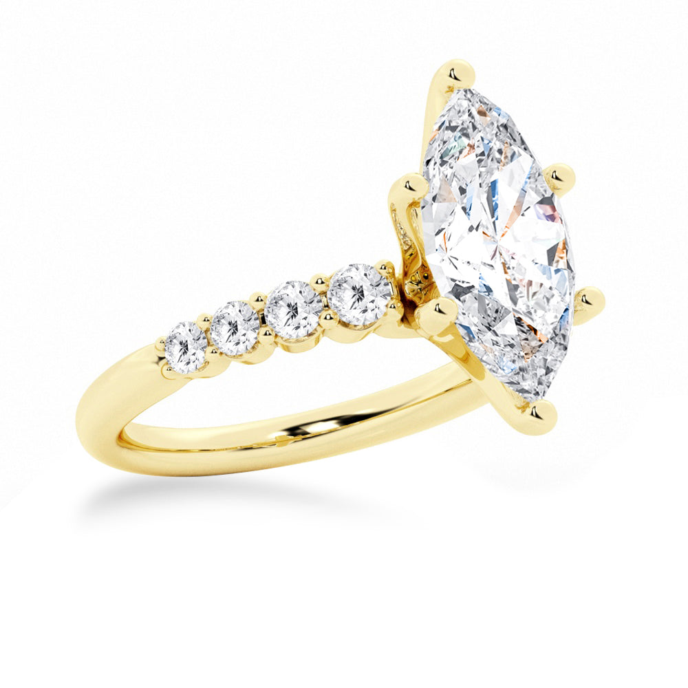 Classic Shared-Prong Marquise Moissanite Engagement Ring