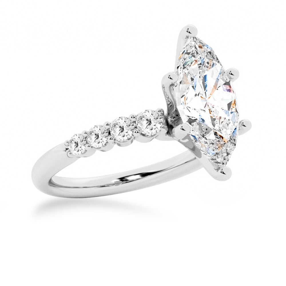 Classic Shared-Prong Marquise Moissanite Engagement Ring