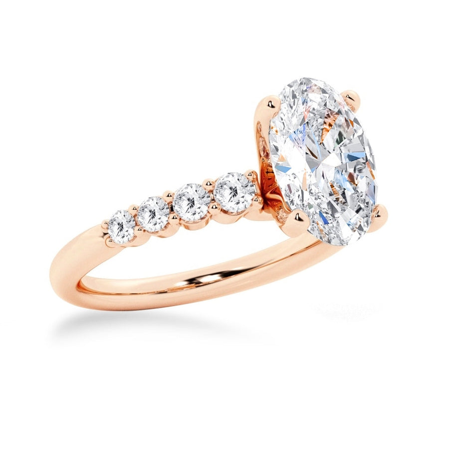 Classic Shared-Prong Oval Cut Moissanite Engagement Ring