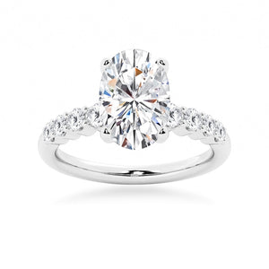 Classic Shared-Prong Oval Cut Moissanite Engagement Ring