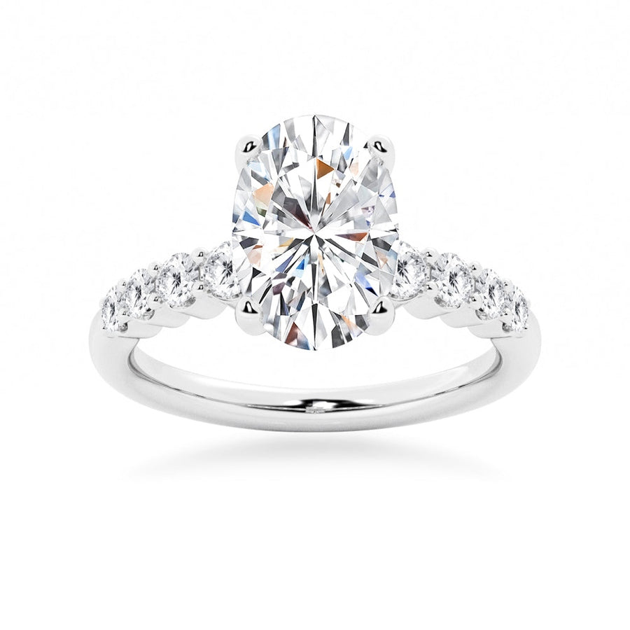 Classic Shared-Prong Oval Cut Moissanite Engagement Ring