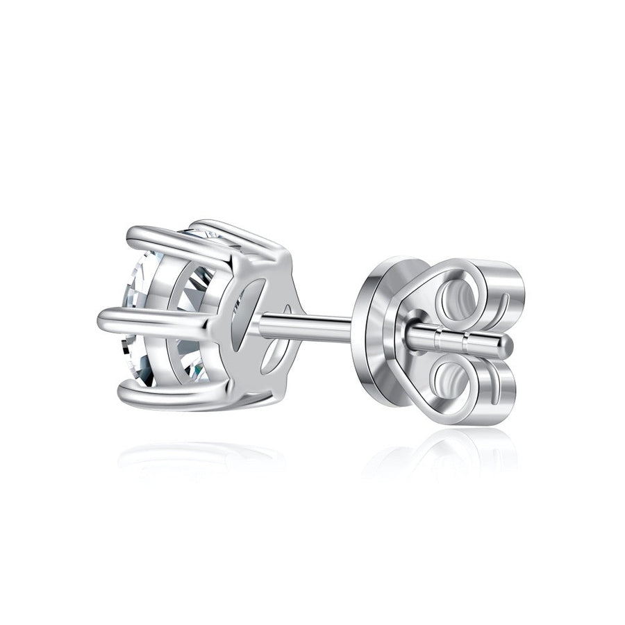 Classic Six-Prong Round Moissanite Stud Earrings - 1 CT.