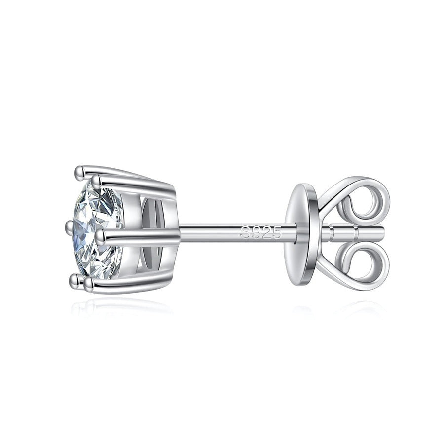 Classic Six-Prong Round Moissanite Stud Earrings - 1 CT.