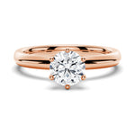 Classic Six-Prong Round Shaped Engagement Ring With Hidden Halo