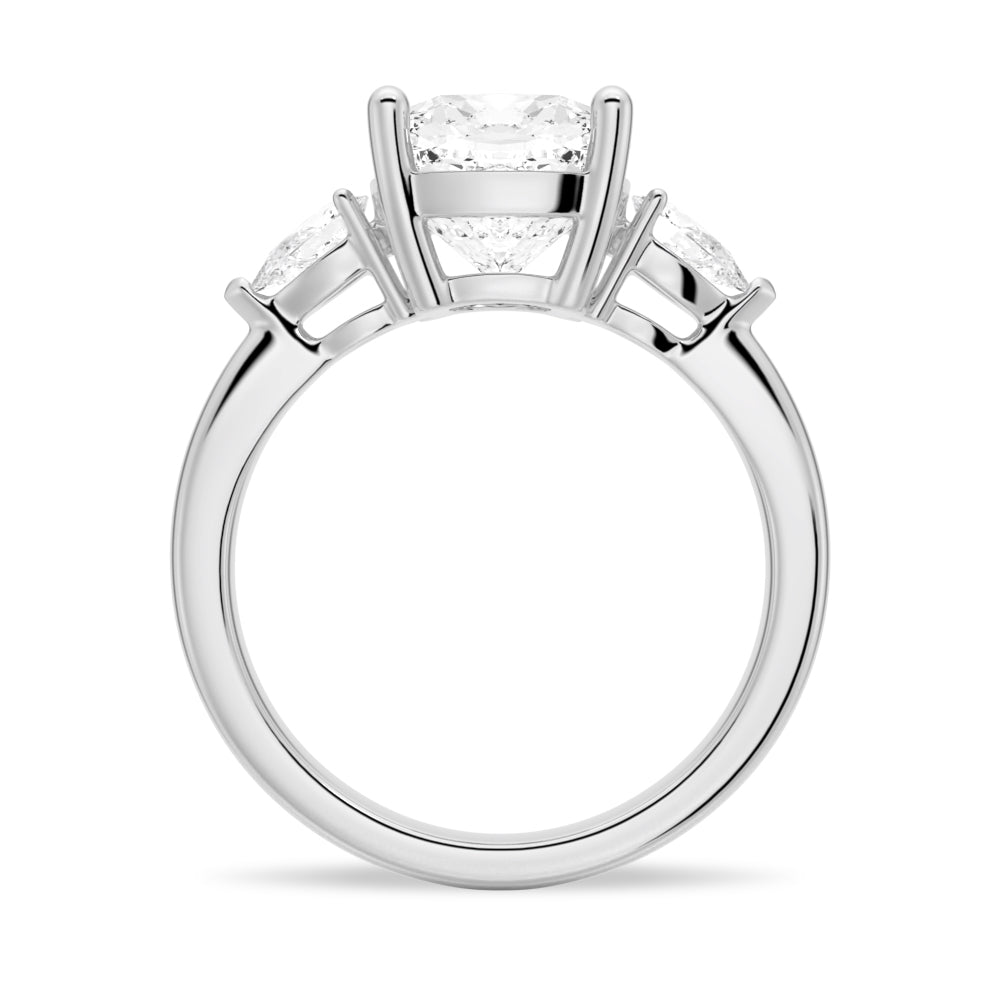 Classic Three Stone Cushion Cut Engagement Ring