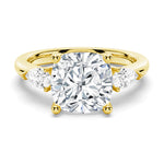 Classic Three Stone Cushion Cut Engagement Ring