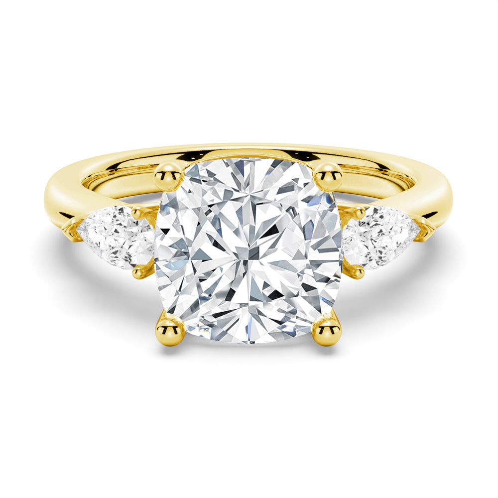 Classic Three Stone Cushion Cut Engagement Ring