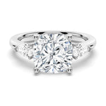 Classic Three Stone Cushion Cut Engagement Ring