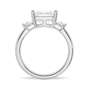 Classic Three Stone Princess Shaped Engagement Ring