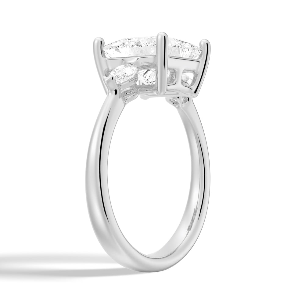 Classic Three Stone Princess Shaped Engagement Ring