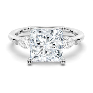 Classic Three Stone Princess Shaped Engagement Ring