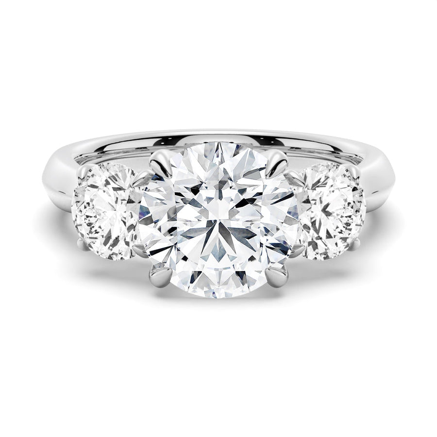 Classic Three Stone Round Cut Moissanite Engagement Ring